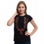 Нова дамска черна тениска с трансферен печат Шевица, Етно мотив, България, снимка 12