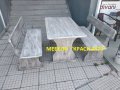 Градински Комплект Масив-маса с два броя пейки.СЪСТАРЕН. , снимка 2