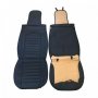 Комплект кожени универсални калъфи за седалки, 2броя, Черно със синьо, снимка 3