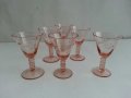 Антикварни чашки  за ракия цветно розово стъкло, снимка 9
