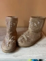 Плюшени бежови боти със зашити блестящи камъни и перли 38 размер с твърда подметка с грайфер ❤️❤️❤️❤, снимка 7
