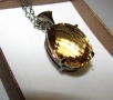 925 сребърно колие с родиево покритие камък цитрин 50 карата, снимка 2
