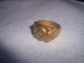 СТАР МАСИВЕН БРОНЗОВ ПОЗЛАТЕН АРТ ДЕКО РЕТРО ПРЪСТЕН с ПЕЧАТИ 18К и 750 - За КОЛЕКЦИЯ 7321, снимка 6