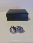 Винтидж копчета за ръкавели в сребристо-син цвят и камък с ефект котешко око., снимка 4