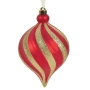 Коледна топка червена с вълнообразни линии и брокат Ø15 см_1254115, снимка 1