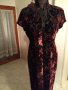 ЕСТЕСТВЕНА КОПРИНА - официална дълга рокля, коприна и кадифе в черно и бордо, снимка 3
