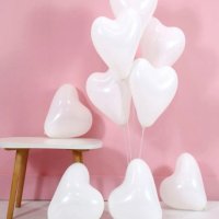 Балони -бяло сърце- 10бр, снимка 1 - Сватбени аксесоари - 44175441