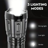 Мини мощен LED фенер с 3 режима и акумулаторна батерия, снимка 6 - Къмпинг осветление - 44483715