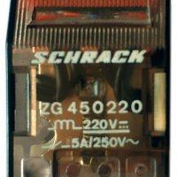 Продавам реле Schrack ZG 450 220, 5A /250V, боб. 220 V DC, 4NO+4NC, 14-Pin, снимка 1 - Резервни части за машини - 32032611