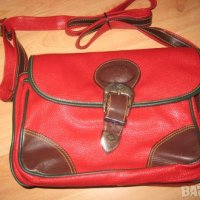 Чанта червена кожа размер 28/17 см, снимка 1 - Чанти - 31918257