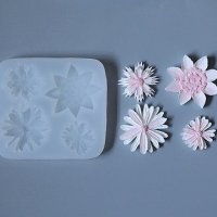 4 различни Големи цветя силиконов молд форма декорация торта фондан шоколад смола гипс, снимка 2 - Форми - 30171589
