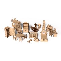 Дървен сглобяем комплект, Вила с мансарда, С мебели, 228 части (270153) , снимка 2 - Конструктори - 39924669