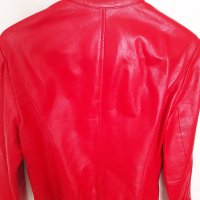 Дамско червено кожено яке - размер 36 естествена кожа, снимка 3 - Якета - 39953436