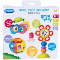 НОВ! Комплект дрънкалки за бебе 3 броя Playgro Shake, twist and rattle gift pack, снимка 4 - Дрънкалки и чесалки - 31457732
