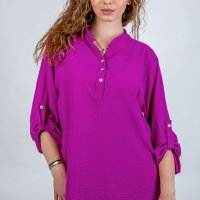 Едноцветна блуза с навиващи се ръкави  XL, XXL, 3XL, снимка 1 - Блузи с дълъг ръкав и пуловери - 44247212