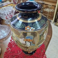 Страхотна уникална антикварна колекционерска порцеланова ваза Satsuma , снимка 2 - Вази - 42218252