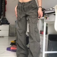 Дамски панталони с много джобове, свободни ежедневни дънкови панталони с ниска талия, 3цвята - 023, снимка 4 - Панталони - 39318561