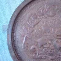 Стара медна чиния поднос,ръчна авторска металопластика., снимка 4 - Декорация за дома - 39729044