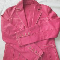 ЕСТЕСТВЕНА КОЖА Дамско кожено сако в розово, снимка 2 - Сака - 30846515