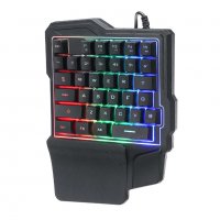Геймърска клавиатура за лява ръка с подсветка, снимка 5 - Клавиатури и мишки - 30735593