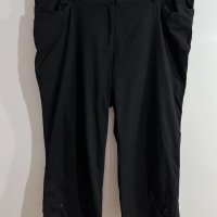 Макси ежедневен еластичен летен 7/8 панталон с висока талия и джобове в черно, снимка 1 - Панталони - 42914451