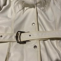 Палто от еко кожа, бяло с яка, снимка 6 - Палта, манта - 38816199