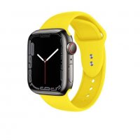 Силиконова каишка Apple watch 7 – 41mm, 45mm  жълта, Yellow, снимка 2 - Смарт часовници - 35512831