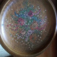 Рисувана дървена чиния за стена сувенир, снимка 3 - Антикварни и старинни предмети - 36620488
