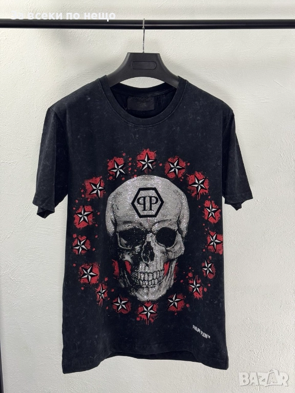 Philipp Plein Мъжка Черма Тениска С Бродирано Лого👕Мъжка Блуза С Къс Ръкав  Код V.B.58, снимка 1