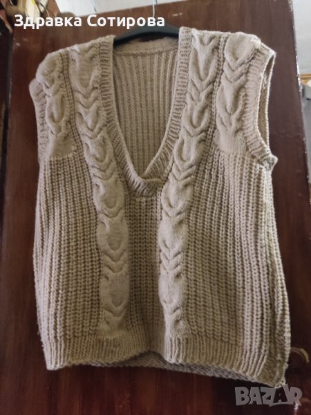 Ръчно плетен вълнен пуловер. Домашна вълна, снимка 1