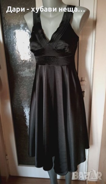 Прелестна разкроена черна рокля, от сатен🍀♥️М р-р♥️🍀арт.4403, снимка 1