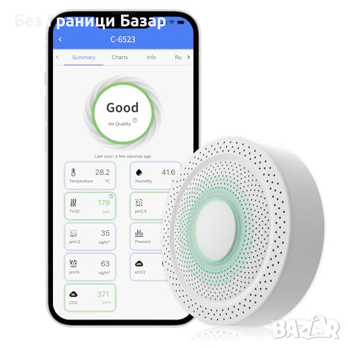 Нов Денонощен Монитор за Качество на Въздуха: WiFi, Аларми, Точност, снимка 1