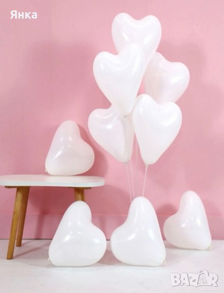Балони -бяло сърце- 10бр, снимка 1