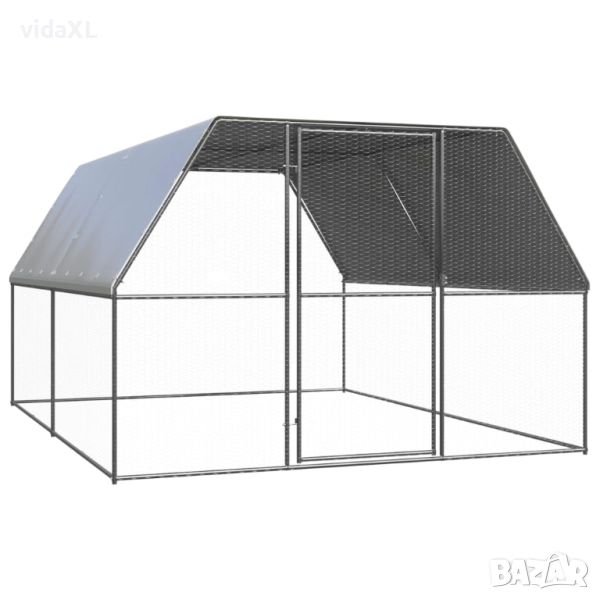 vidaXL Външна клетка за пилета, 3x4x2 м, поцинкована стомана(SKU:3154376), снимка 1