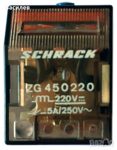 Продавам реле Schrack ZG 450 220, 5A /250V, боб. 220 V DC, 4NO+4NC, 14-Pin, снимка 1