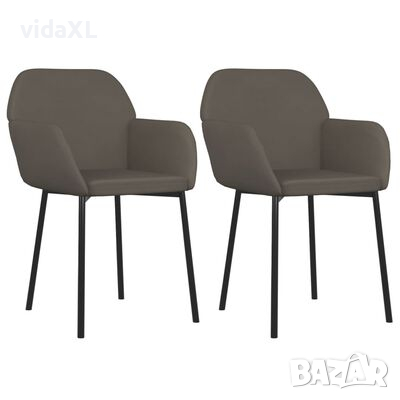 vidaXL Трапезни столове, 2 бр, тъмносиви, кадифе(SKU:325647, снимка 1