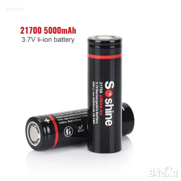 Презареждаеми Li-ion батерии Soshine 21700 3.7V 5000mAh, снимка 1