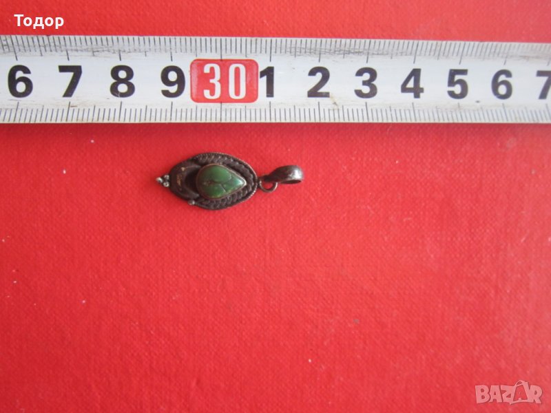 Сребърен медальон висулка с камък 925, снимка 1
