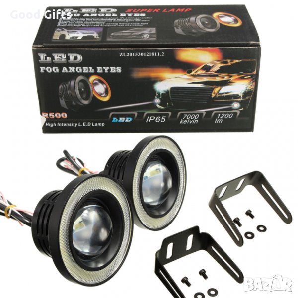 LED халогени тип ангелски очи , 89мм , LED Super Lamp Fog Angel Eyes, снимка 1