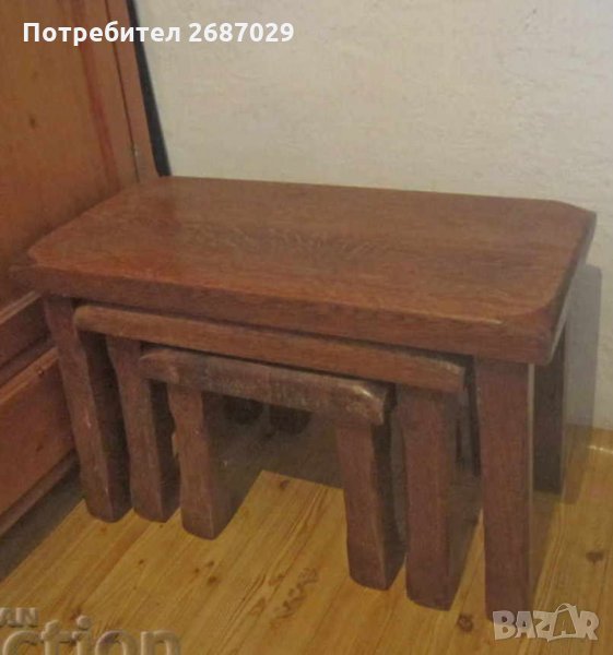 3 масивни дървени маси,  комплект, маса мебел, снимка 1