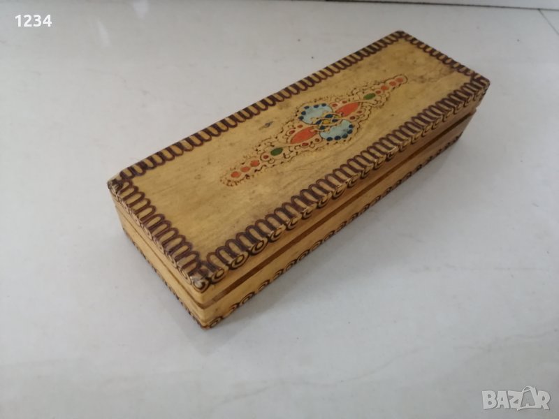 Дървена кутия моливник 21 х 7 х 4 см. , снимка 1