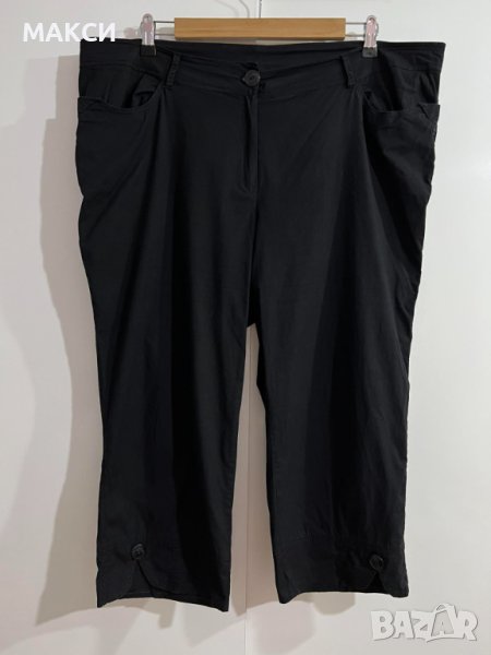 Макси ежедневен еластичен летен 7/8 панталон с висока талия и джобове в черно, снимка 1