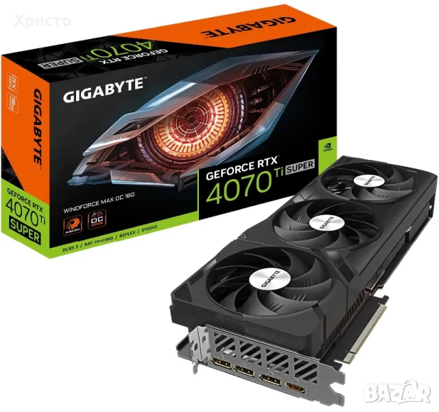 НОВО!!! Видеокарта GIGABYTE GeForce RTX 4070 Ti SUPER WINDFORCE MAX OC, 16GB GDDR6X, 256-bit, снимка 1