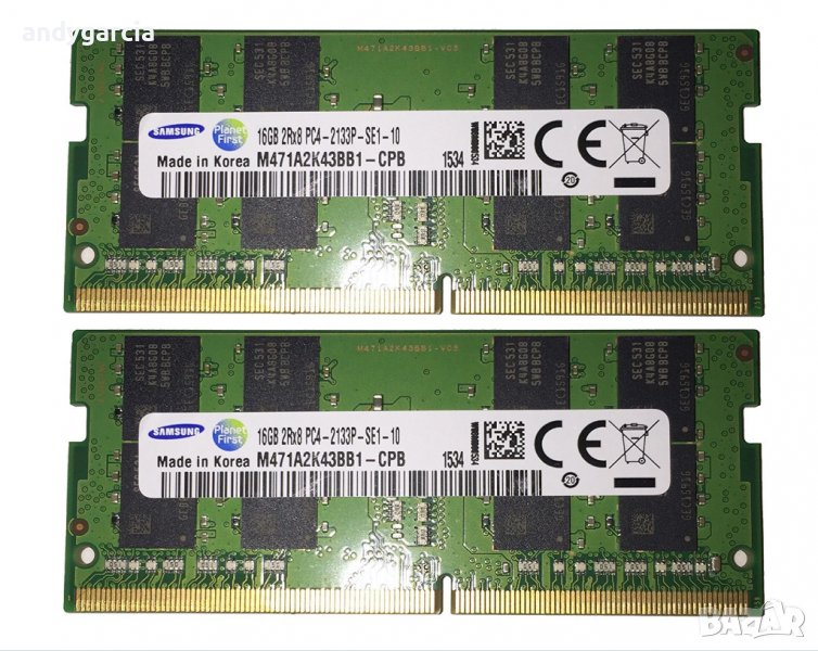 32GB DDR4 KIT 2133mhz 2400/2666mhz Samsung 2x16GB DDR4 sodimm PC4-17000 Самсунг КИТ ЛАПТОП рам памет, снимка 1