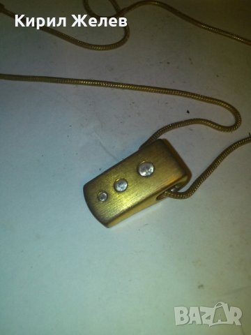 СТАРО БРОНЗОВО БИЖУ КОЛИЕ с ФАСЕТИРАНИ ЦИРКОНИ и ПОЗЛАТА 11881, снимка 6 - Колиета, медальони, синджири - 29844065