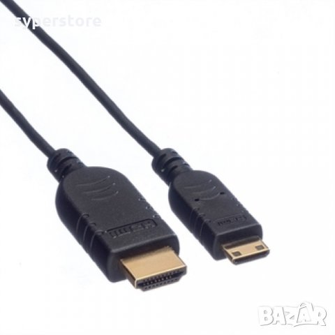 Кабел HDMI-Mini HDMI 1.2м Roline 11.04.5630 HDMI-M to Mini HDMI-M Full HD 4K, снимка 3 - Кабели и адаптери - 31396887