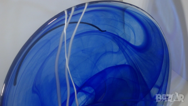 Kosta Boda Contrast Blue Dish 356 mm чиния на Коста Бода, снимка 4 - Декорация за дома - 51836761