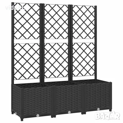vidaXL Градинска саксия с решетка, черна, 120x40x136 см, полипропилен