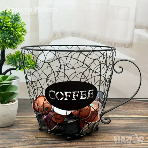 Метална чаша органайзер кошница за съхранение на кафе капсули, снимка 1