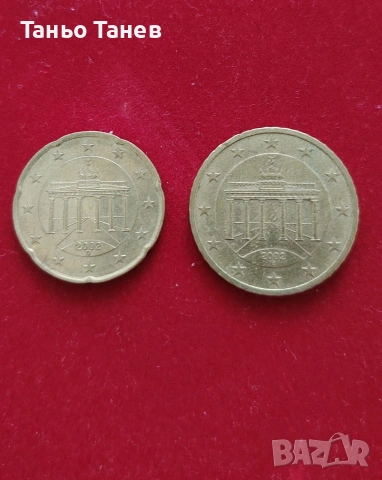 Италиански монети от 20 и 50 Евро Цента (2002г) 